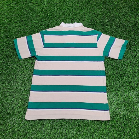 Vintage 80s MOD Polo Shirt Medium 19x25 Striped Two-Tone - Picture 2 of 11